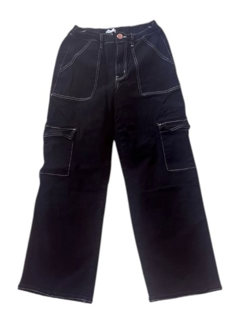 Forever 21 Black Wide Leg Cargo Jeans with Contrast Stitching